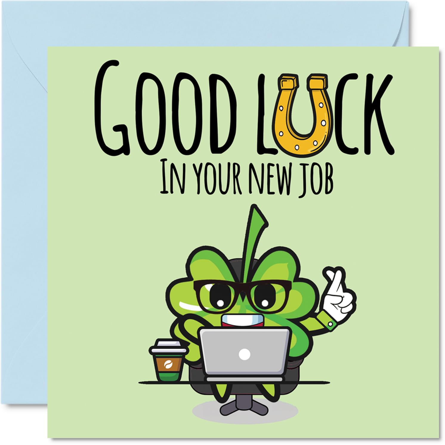 New Job Good Luck Cards-Leaf Clover - Sorry Your Leaving Good Luck In Your New Job Card, 145mm Leaving Congratulations Greeting Cards
