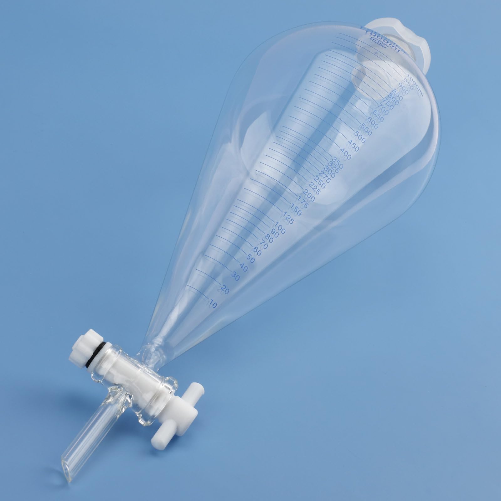 Labasics Graduierte Trenntrichter, 1000 ml Schwerwandiger Borosilikatglas-Trenntrichter mit 24/29 Anschluss und PTFE-Stopfen
