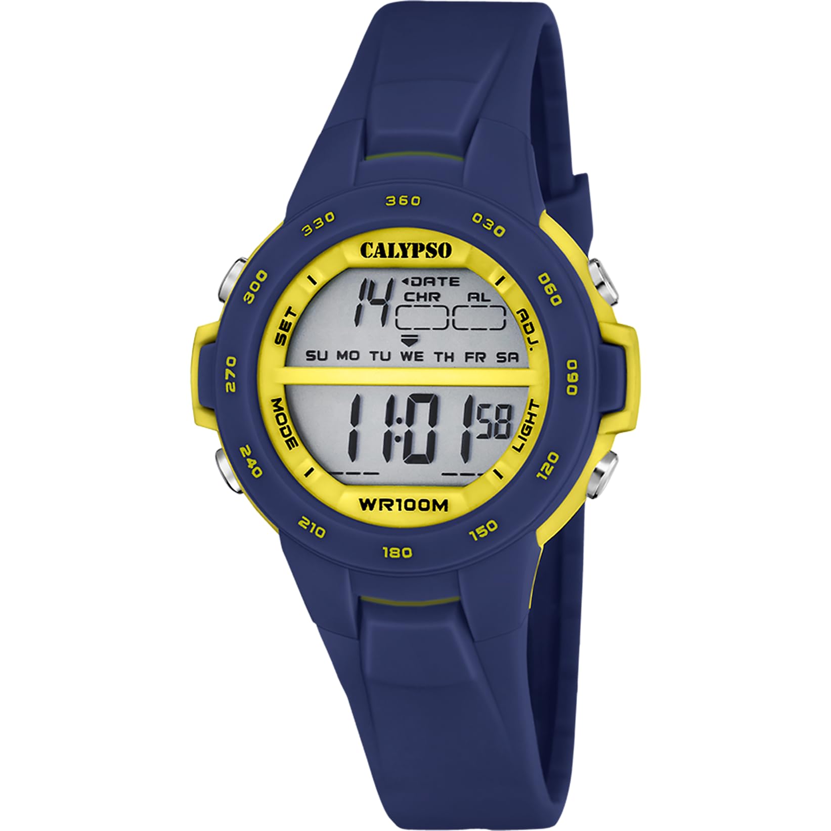 CALYPSO CALYPSO Reloj Digital Infantil Niño Niña de Caucho Azul - Resistente al Agua 10 ATM Fecha y Calendario, Cronógrafo, Doble Horario, Luz, Alarma, 12 y 24 Horas K5850/5 - Junior Collection