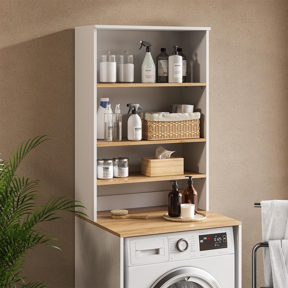 Vicco Armoire Murale Viktor, Blanc/Artisan, 68x100.4cm avec des étagères Ouvertes, à Monter au Mur pour Un Espace de Rangement supplémentaire dans la Salle de Bain
