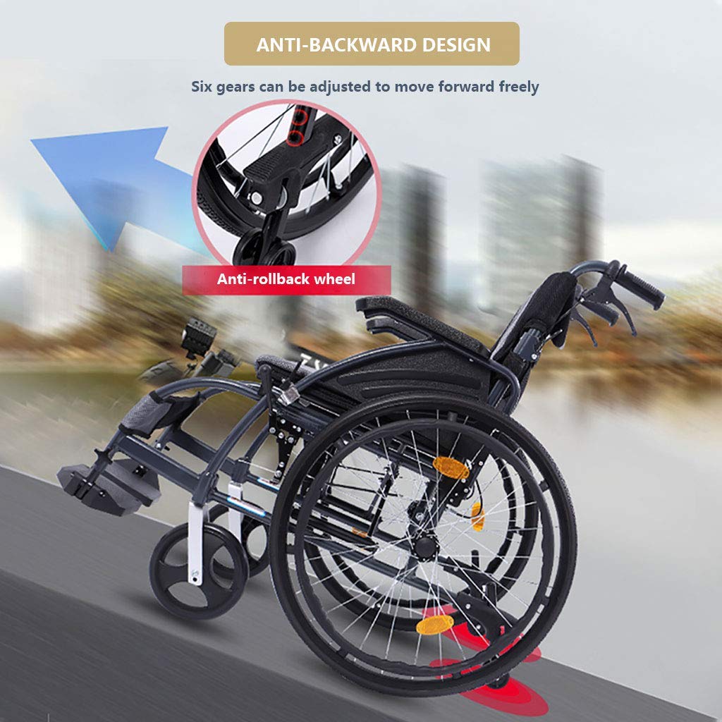 Amazon.co.jp: ポータブル折りたたみ式車椅子、フロントブレーキ