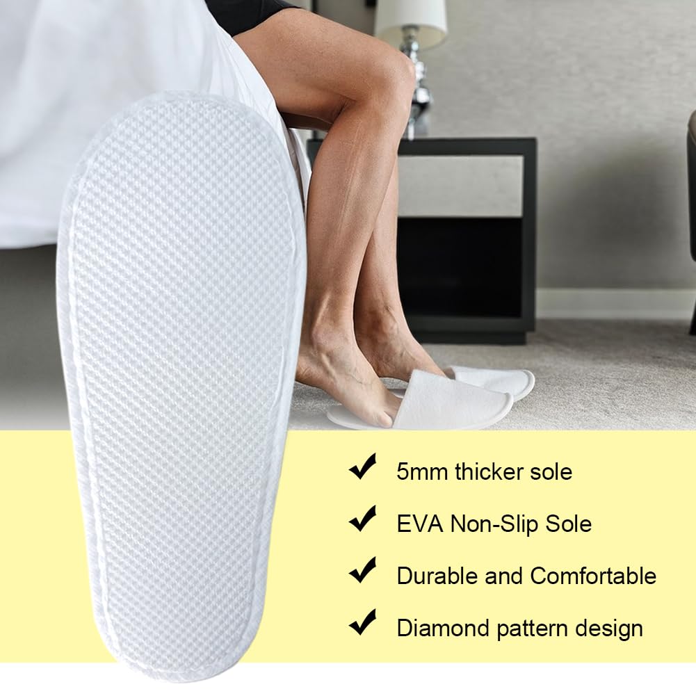 Chaussons Jetables,Chausson Hotel,Chaussons Invités,10 Paires Pantoufles Antidérapantes Lavables,Confort Doux,pour hôtels et spa,Voyage,Événements et Usage Commercial (Unisexe)