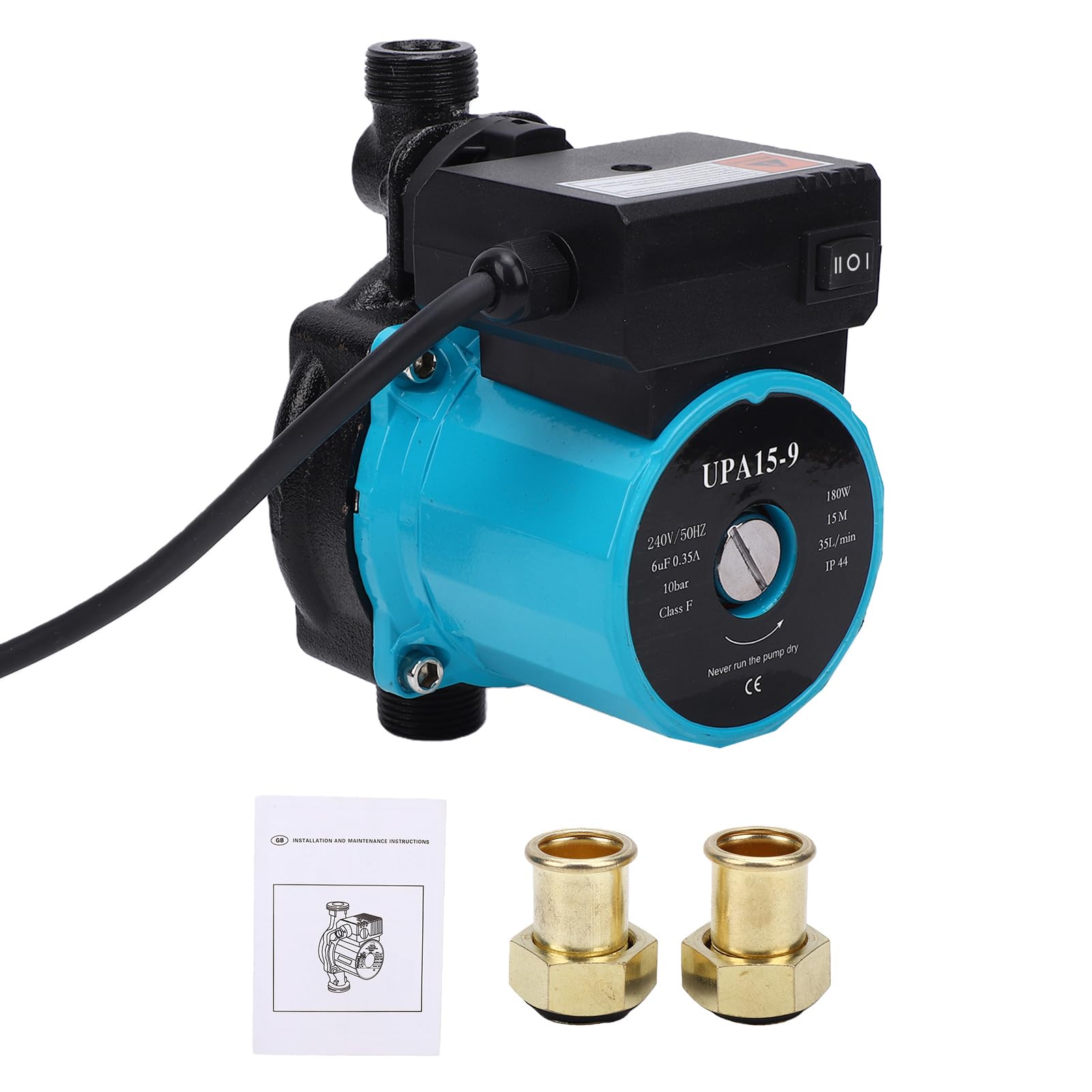 Weytoll Pompa di Sovralimentazione Acqua 180W 240V 35 l/min, Pompa di Circolazione Acqua Silenziosa per Serbatoi d'acqua, Elettrodomestici e Lavatrici