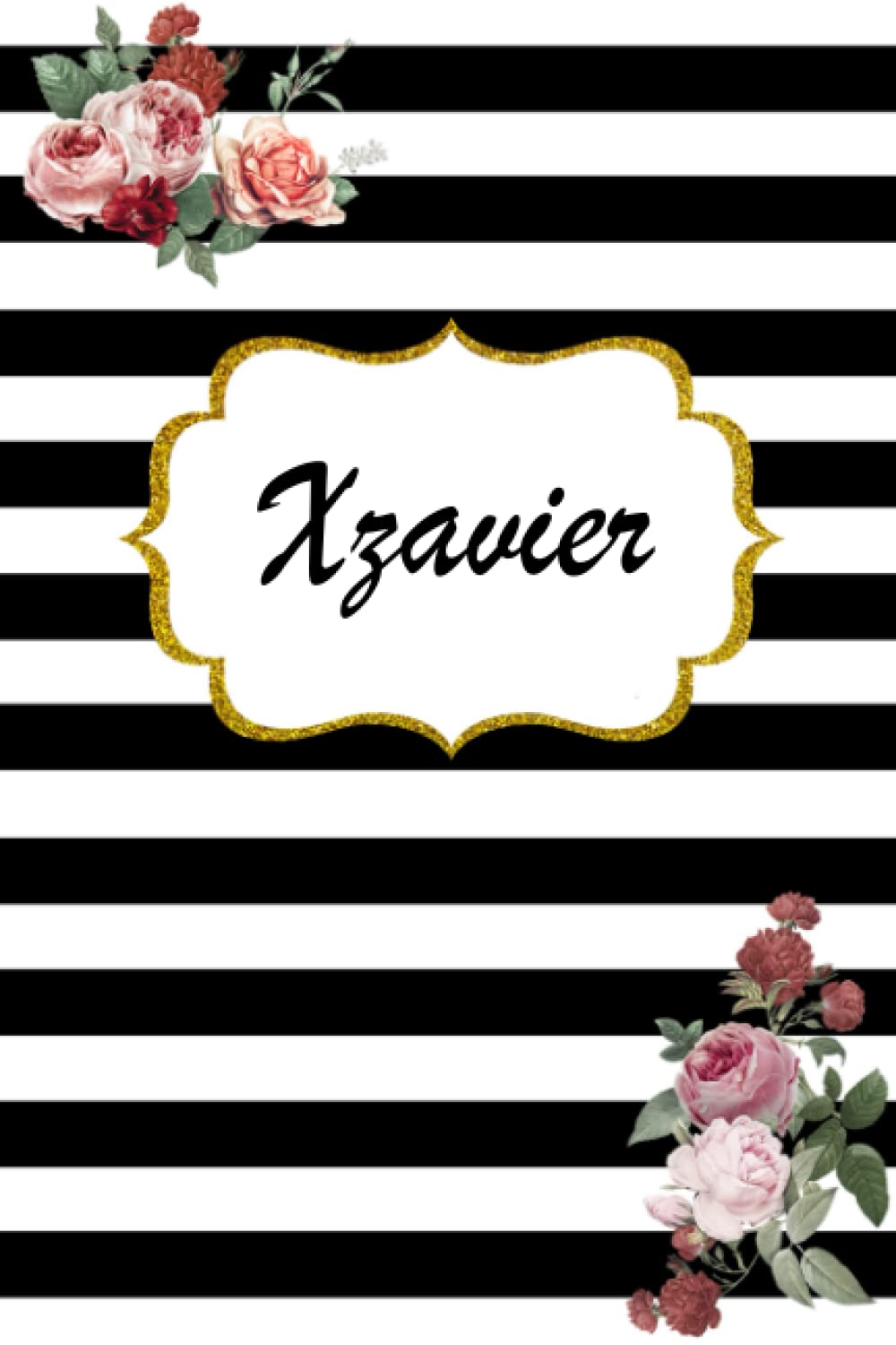 Xzavier: Classic Floral Personalized Notebook/Journal/ Log Book/ Planner With Name, 110 pages of your selected paper, planner. Size: 6” x 9”
