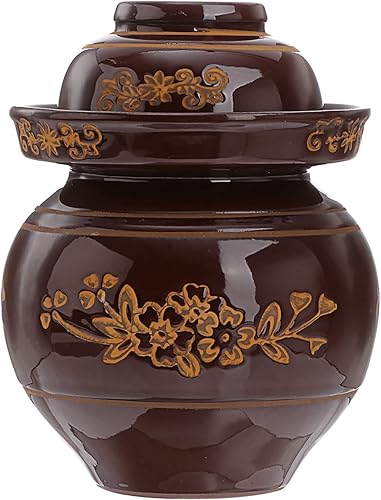 Hemoton Tarros Mason Jars Mason Jars Mason Tarros tradicionales de fermentación de cerámica Tarro de fermentación china con tapa de sellado de agua,