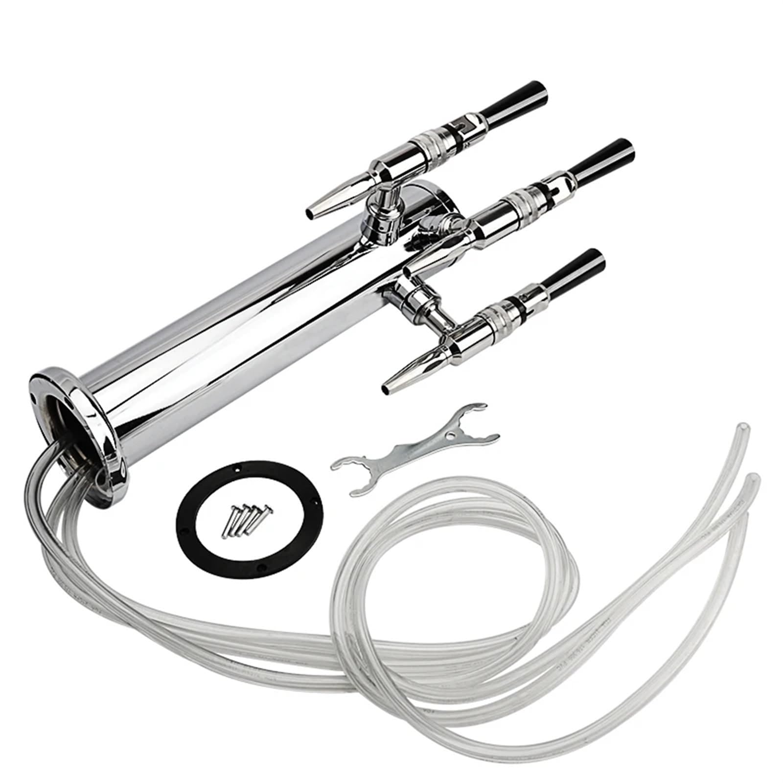 Dispensador de Cerveza para Bares caseros, Torres de Cerveza de Barril de 3 vías, Columna de Cerveza de Barril Pulida a Espejo, Accesorios de Acero Inoxidable para Barra de Cerveza.