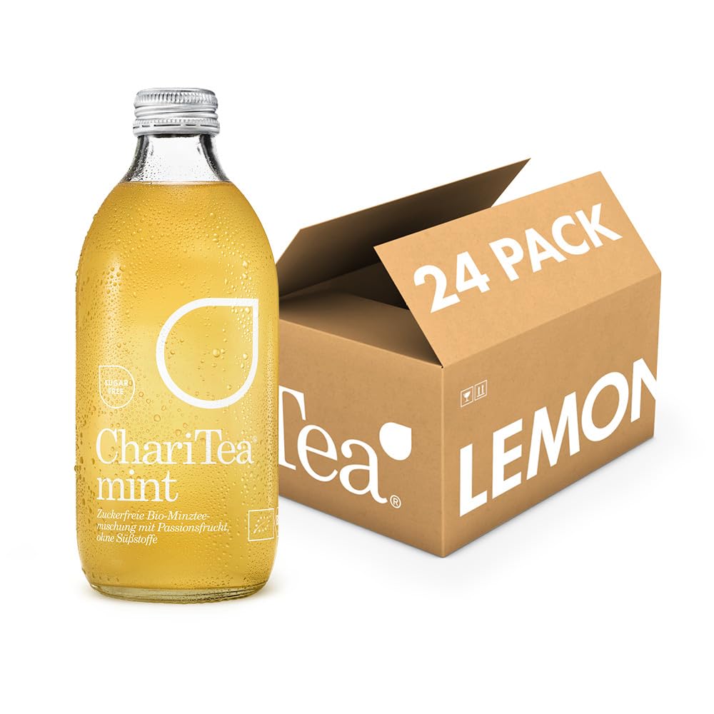 Charitea - Mint Sugarfree - Fairer Eistee mit besten Bio Zutaten - Leckeres Erfrischungsgetränk in Glas Flasche - Biologisch angebauter Tee (24 x 330ml)