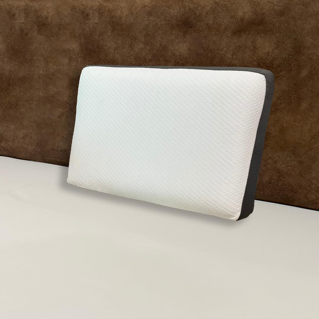 Cushio™ Memory Foam Pillow - Size 22"x14"x4" (Pack of 1) - Orthopedic Memory Pillow for Shoulder, Back & Neck Pain Relief | Rejuvenate Your Nights | Free Removable Zipper Cover (White & Grey)
