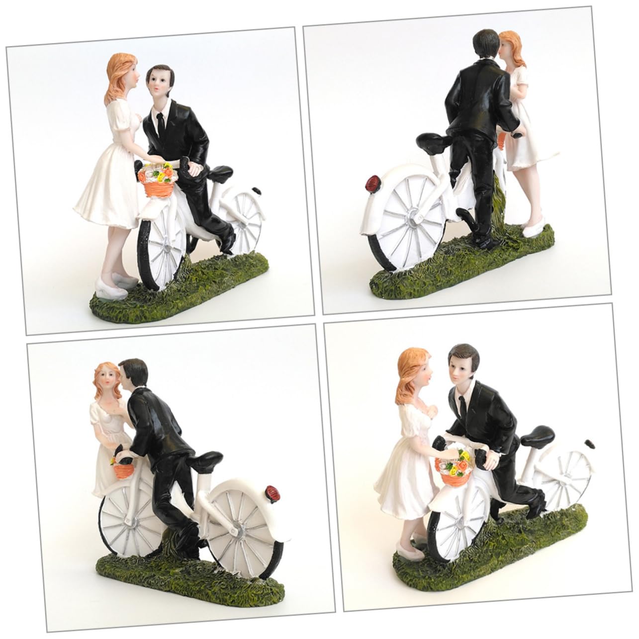 Brautpaar mit Fahrradfigur aus Kunstharz für Hochzeitstorten Dekoration | Realistische Ausführung, Tischdeko für Besondere Anlässe, Sammlerfigur, Passend zu Jubiläen und Feierlichkeiten