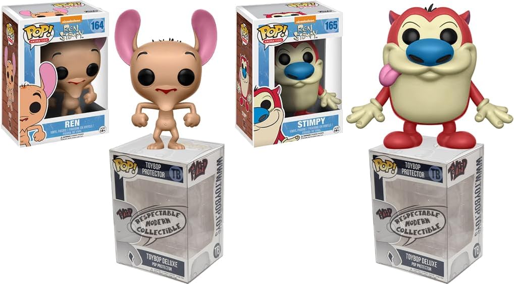 Funko Pop Ren and Stimpy (Set of 2) + Protector: Pop! Animation Vinyl Figure (Gift Set Bundled with ToyBop Brand Box Protector Collector Case)