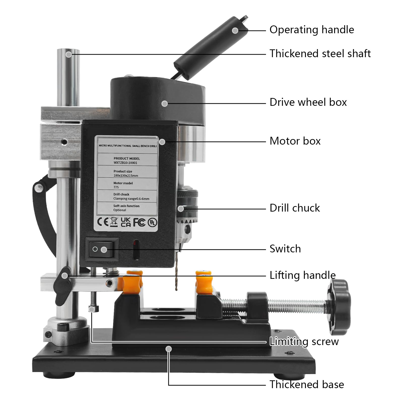 Mini Desktop Variable Speed Drill Press Precision Drilling Machine (B10 Chuck Standard Version