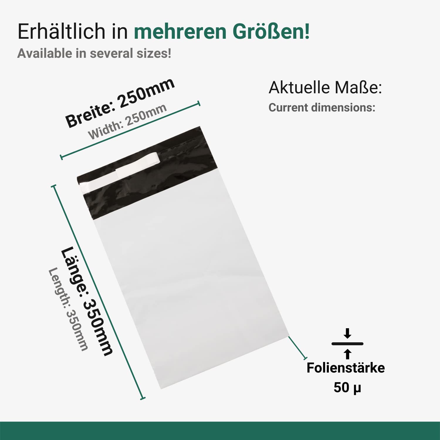 1000 unidades – 250 x 350 mm C4 – Profesional 50 μ – Coex Sobres de envío – Sobres de envío de plástico – Bolsas de envío, negro y blanco, con solapa autoadhesiva