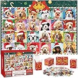 Advent Calendar 2025 Christmas Jigsaw Puzzles, Christmas Dogs Jigsaw Puzzles 1008 Pieces Puzzle 24 Days Christmas Countdown Calendar Family Game Christmas Gifts for Kids Teens Adults