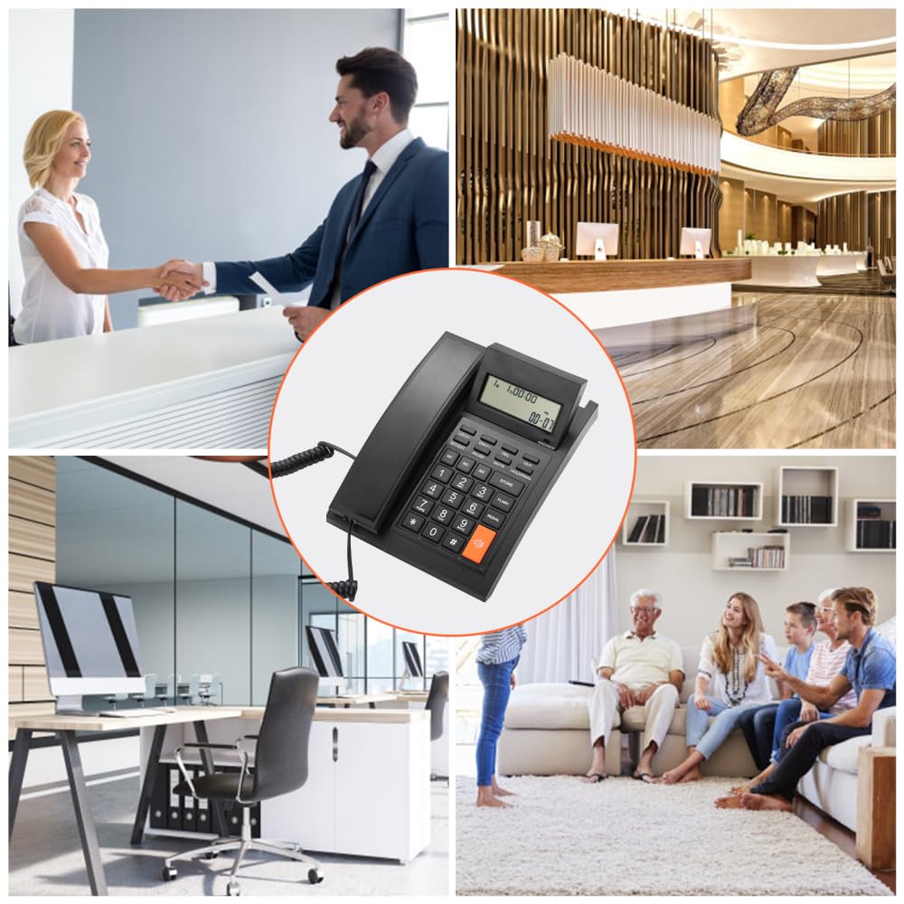 Supporto fisso da parete per telefono fisso con cavo, funzione vivavoce, quadrante rapido, controllo del volume, retroilluminazione LCD a 16 cifre, per hotel, ufficio, casa e lavoro