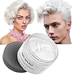 Temporary Hair Color Wax Dye,Hair Spray Color, Natural Hair Wax Color, Kids Temporay Hair Wax Dye Ash for Halloween Cosplay,Party,Masquerade (White, 120g)
