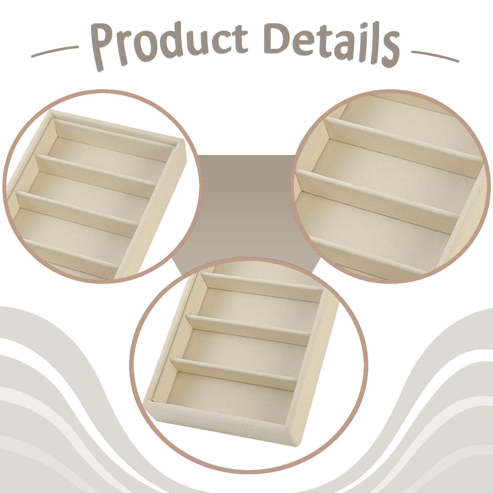 TISHITA Bandeja para Gafas Organizador de Gafas de Sol, Caja de Almacenaje de Lentes Soporte para Joyas Material Suave Resistente para Regalar Uso en Tocador, Bandeja de Almacenamiento, Beige — view 3