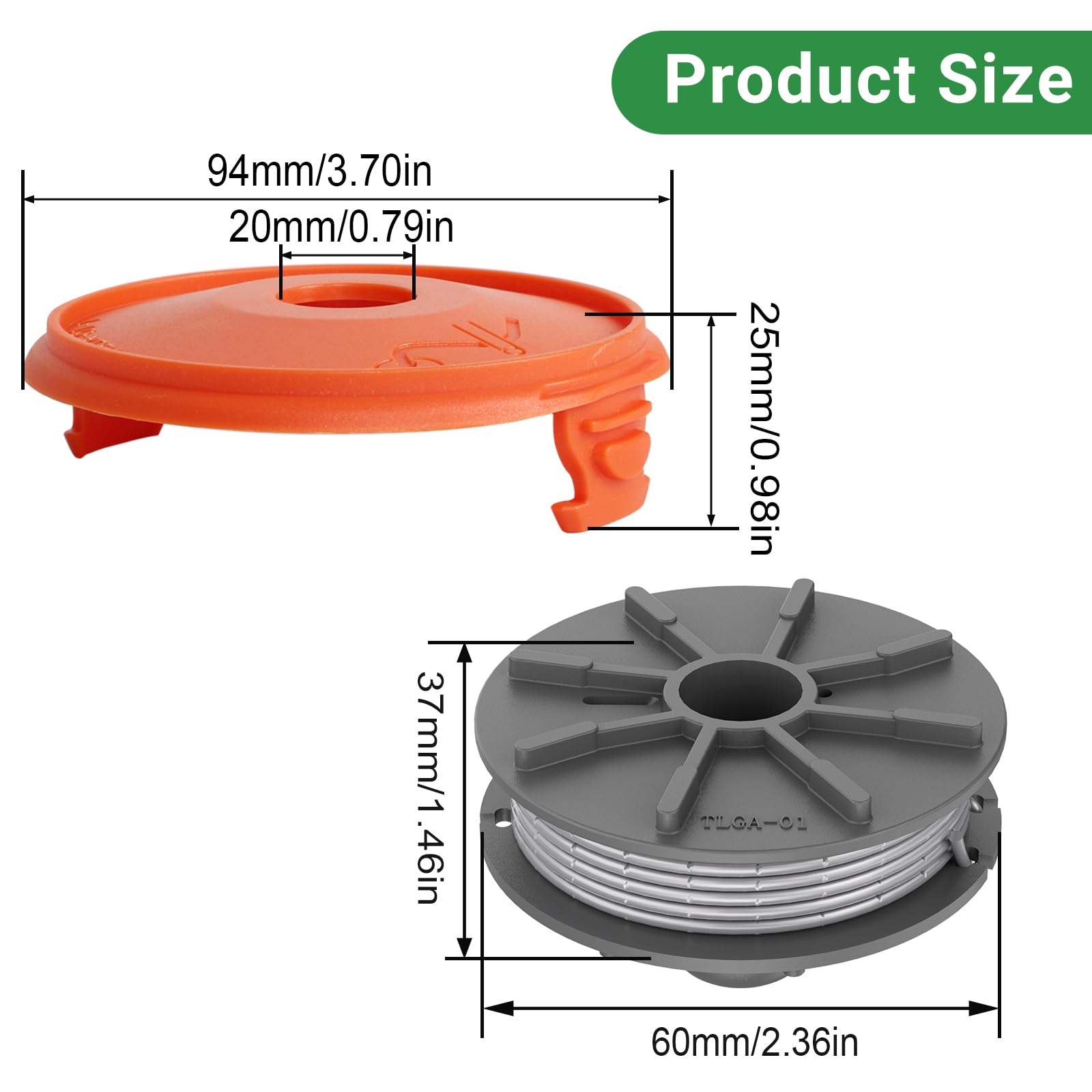 Linia szpuli do podkaszarki do Gardena 05307-20, 1,65 mm, 6,1 m, szpule, kompatybilna z Art 8846-8848 Art 9805-9809, zapasowa szpula z nasadką (4 szpule + 1 nasadka)