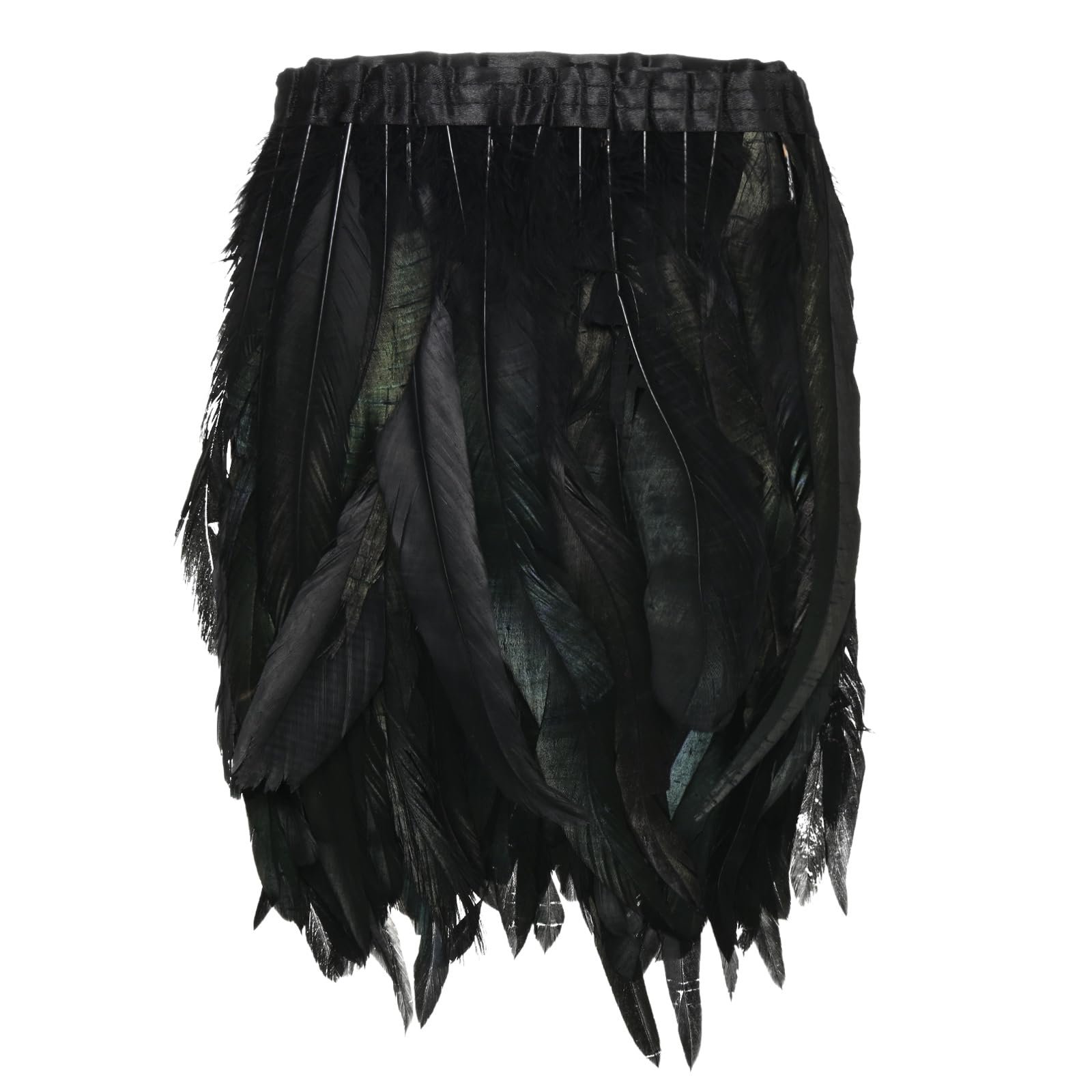 M METERXITY Rooster Feather Trim Fringe, 2 Yards 10-12" Natural Fluffy Feather Trim for Crafting/DIY Sewing/Party Clothing/Wedding Dress Decoration/Dream Catcher [Black] — image 1