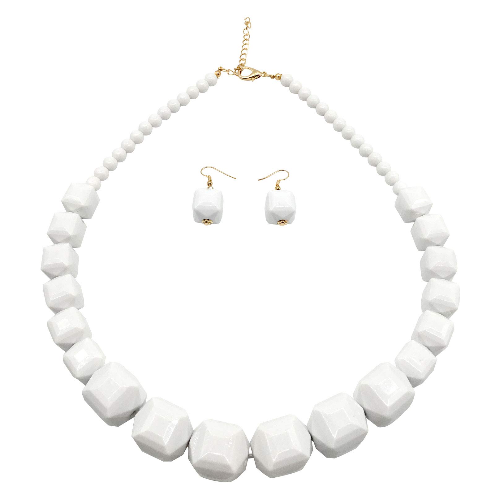 JHWZAIYWhite Beads Necklace, Costume Jewelry For Women Strand Necklaces, Acrylic African Beaded Necklace Chunky Statement, Halloween Necklaces