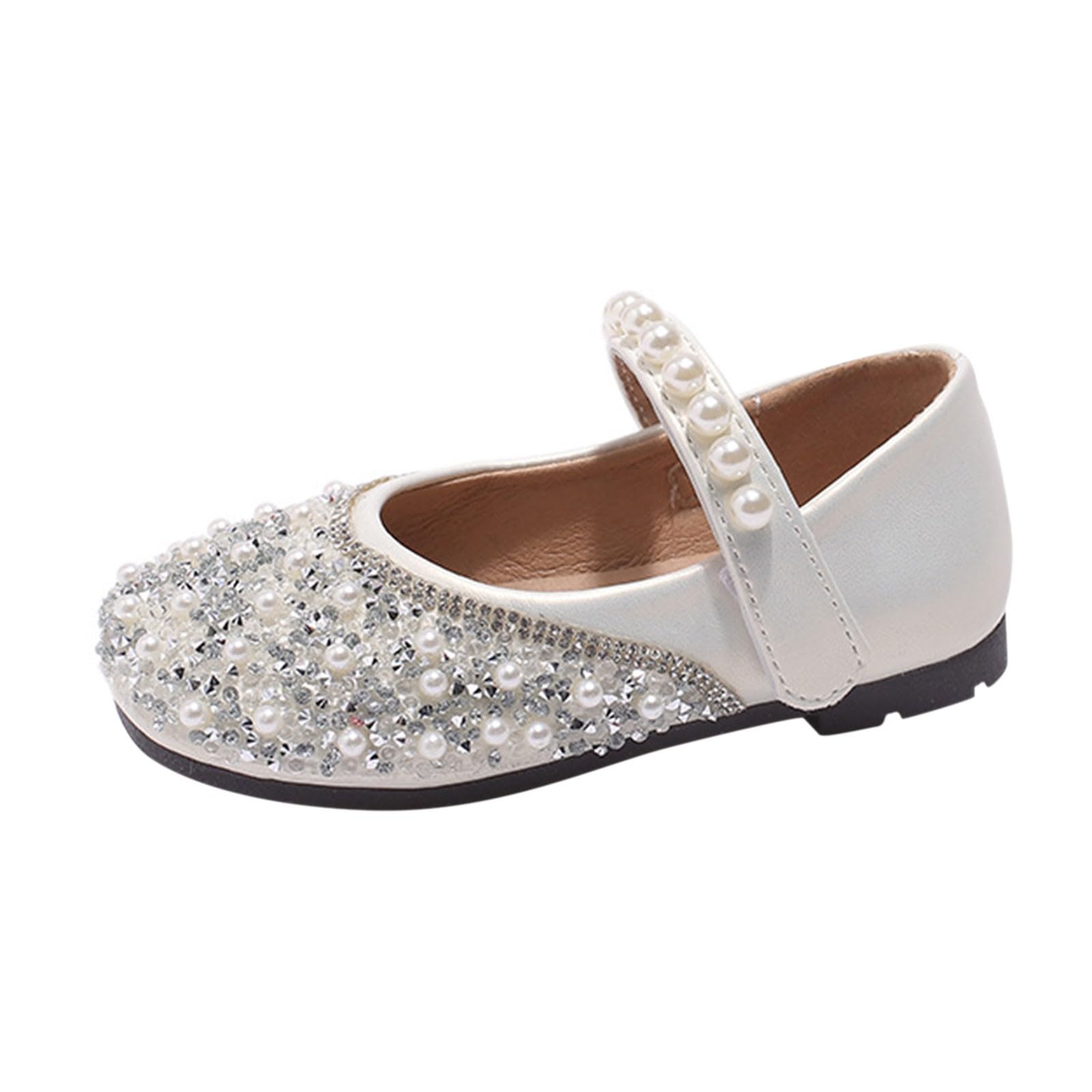 girl sandal size 3 Cute Bow Mary Jane Shoes Ballerina With Satin Ankle Tie For Wedding Birthday (Beige, 6.5 Infant)