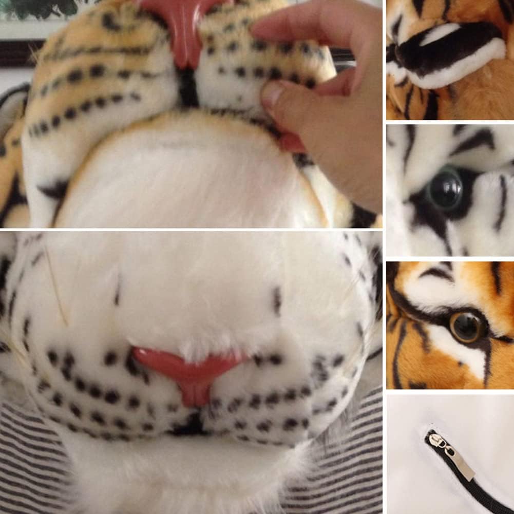 Backpack Stuffed Tiger Head 3D Simulation Personalised Lion Knapsack Shoulders Bag Animal Head Plush Rucksack (Yellow Tiger Head)