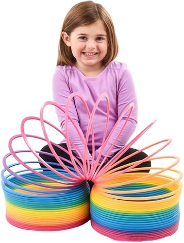 Miniatura 2 de The Dreidel Company Muelle helicoidal de plástico arcoíris jumbo, recuerdo de fiesta para niños, envuelto individualmente, resorte de 7 pulgadas