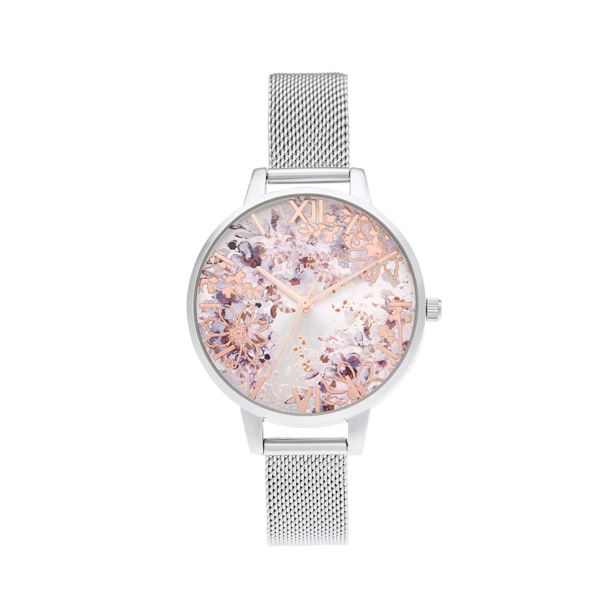 Olivia burton Abstract Florals Qtz Basic Silver Sunray & Floral & Leaves Round Dial Womens Watch|Stainless Steel Material|Silver Color Band - OB16VM46 (B08JY8T46C) Amazon Price History, Amazon Price Tracker