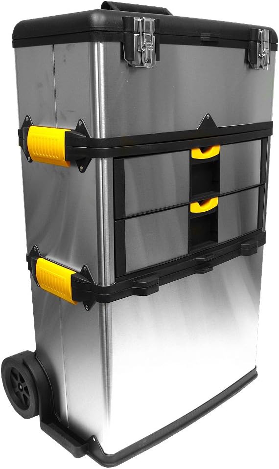 Stalwart 757577 Massive and Mobile 3Part Stainless Steel Tool Box