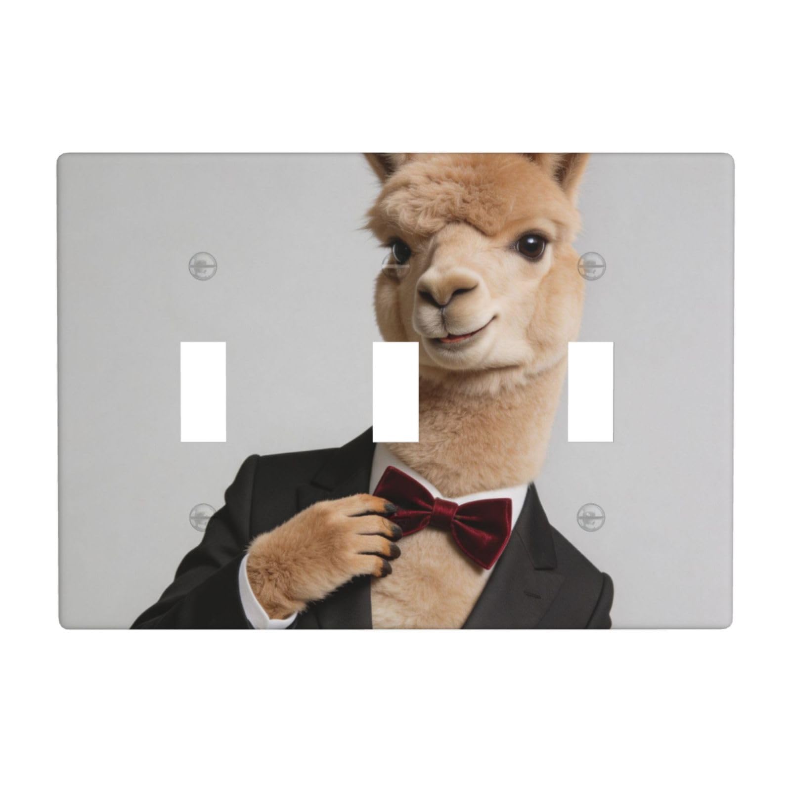 Gentleman Alpaca 3 Gang Switch Plate Cover-Unbreakable Polycarbonate Wall Plate, Heat Resistant Toggle Switch Decor for Home