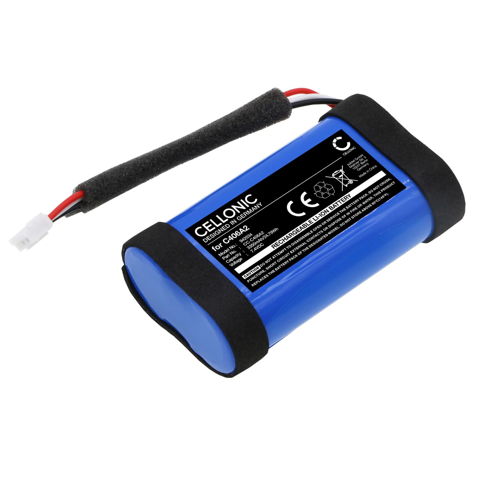 CELLONIC 1x Batterie pour Enceinte Compatible avec Marshall Emberton II, Emberton, C406A2 - (3350mAh, 7.4V)