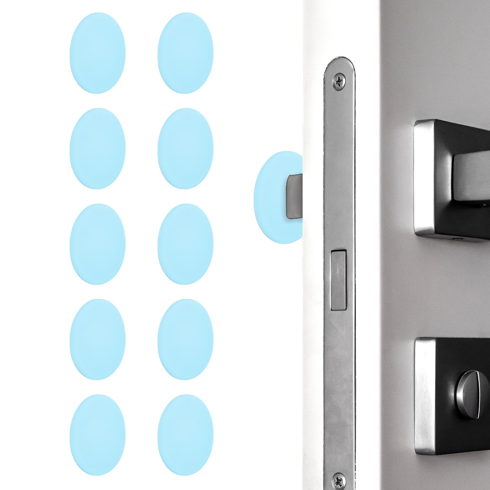 PATIKIL 10Pcs Door Knob Wall Protector,3.1" / 80mm Round Silicone Door Stoppers Self Adhesive Handle Bumper Cushion Pad Quiet Wall Protector for Fridge Home Office, Blue(0.3" Thickness)