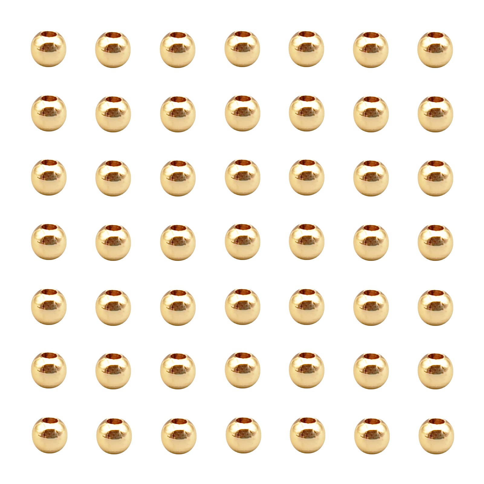 INSPIRELLE 200pcs 4mm Long-Lasting Pale Gold Plated Brass Rondelle Beads Round Metal Loose Connector Beads Smooth for DIY Bracelet Jewelry Making