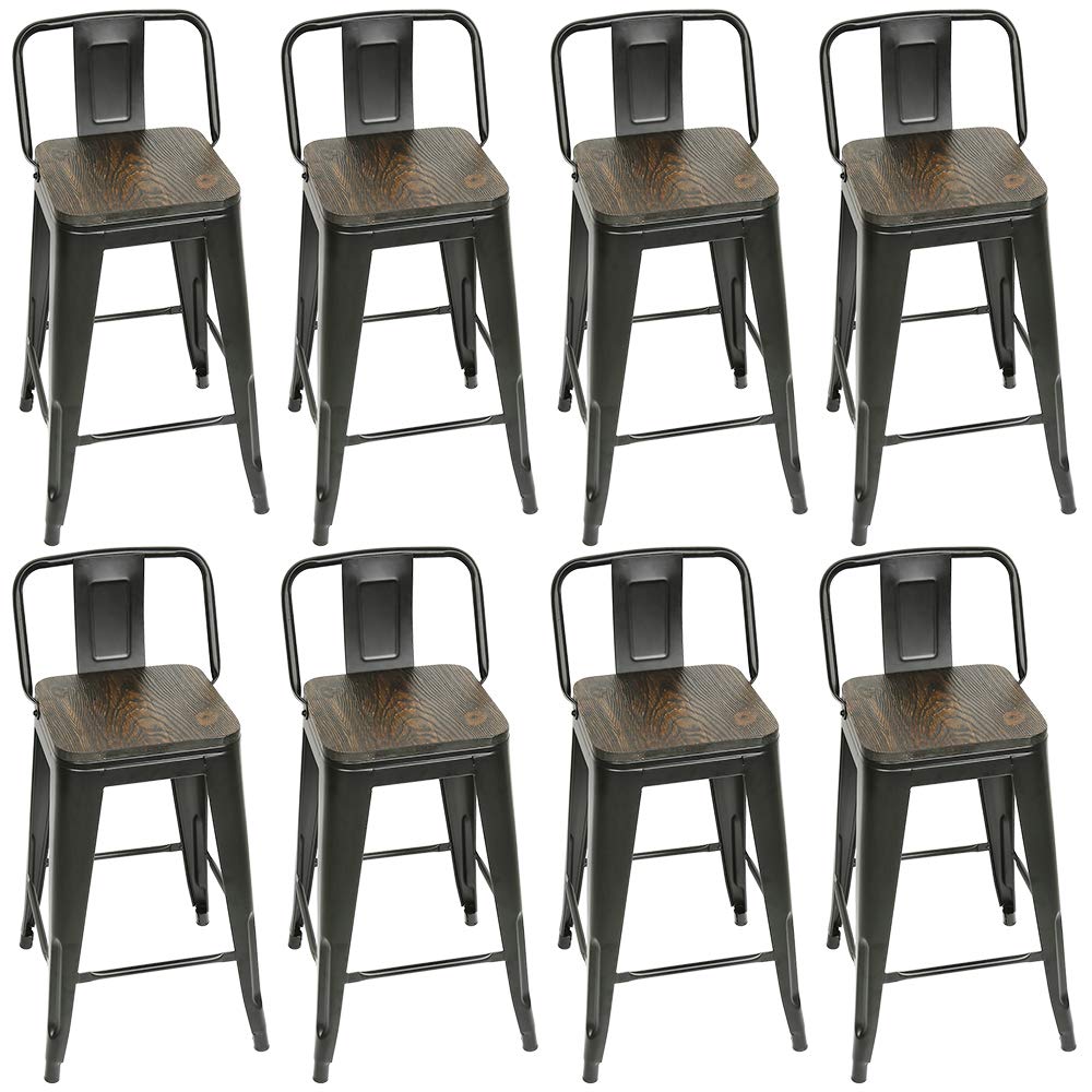 Tabourets empilables lot de 8 chaises de bar industrielles avec assise pin texturé