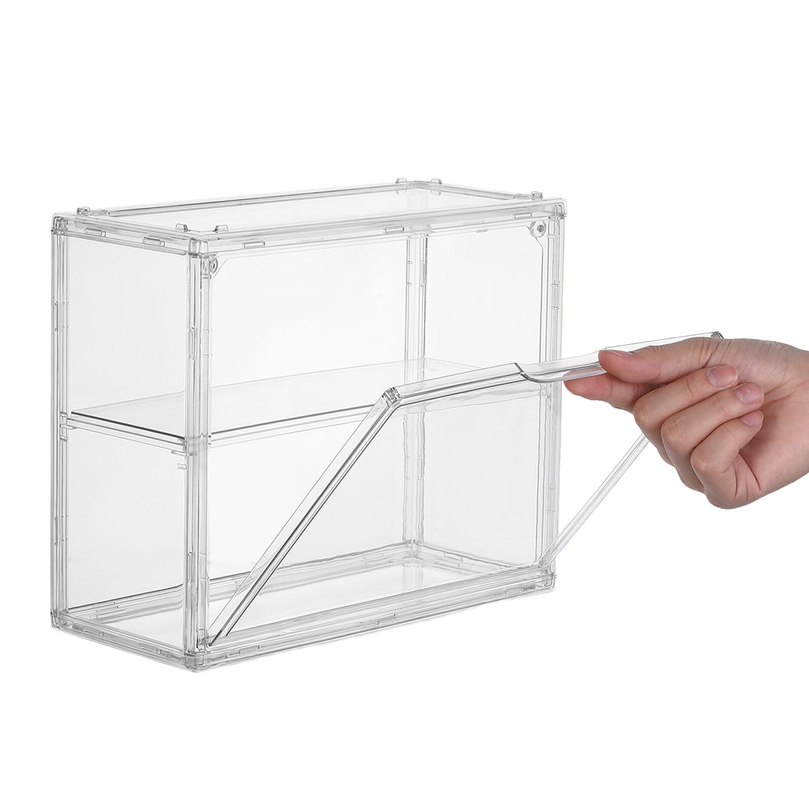 Vitrina Apilable de Acrílico Transparente para Maquetas de Coches, Caja Expositor Doble Capa 27x22x12 Cm Estante Desmontable, Organizador Compacto para Coleccionistas y Figuras