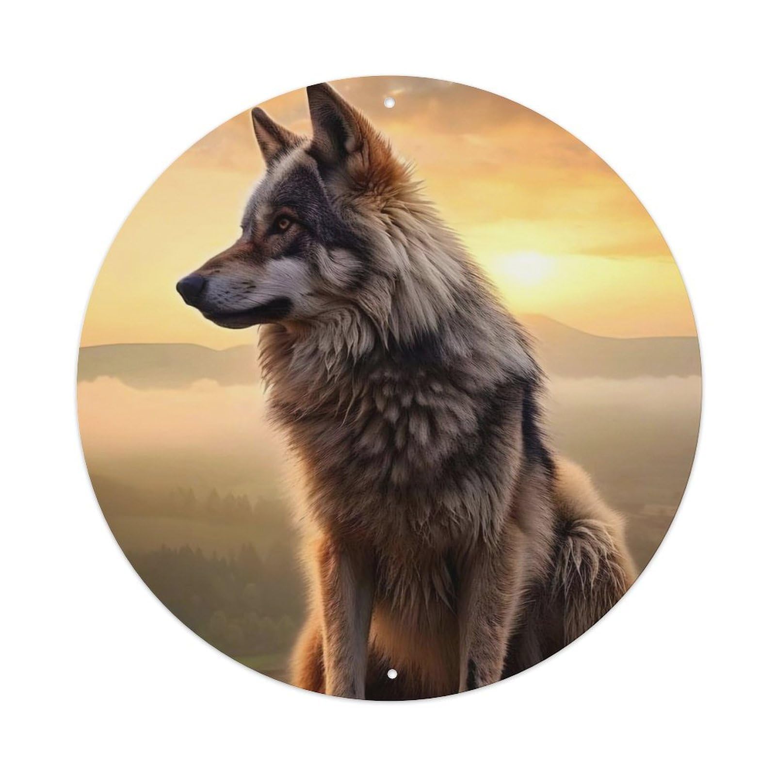 Animal Artwork Wolves on The Mountaintop Metal Tin Sign