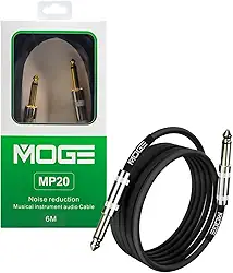 M-VAVE Cabo para Guitarra Elétrica 6M Profissional: Dupla Blindagem Cobre Puro, Conectores Banhados Ouro 24K, Som HIFI Sem Ruído - Ideal para Palco, Estúdio e Presente para Músicos de Samba e Rock