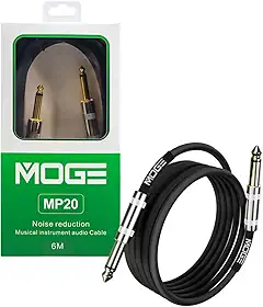 M-VAVE Cabo para Guitarra Elétrica 6M Profissional: Dupla Blindagem Cobre Puro, Conectores Banhados Ouro 24K, Som HIFI Sem Ruído - Ideal para Palco, Estúdio e Presente para Músicos de Samba e Rock
