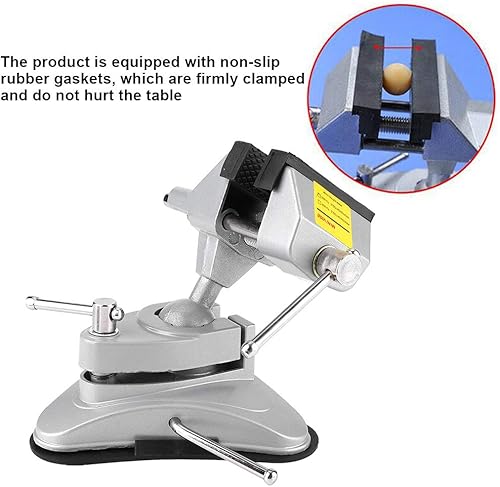 Miniatura 2 de Tornillo de ancho de mandíbula de 2.756 in, abrazadera de mesa de aleación de aluminio de 360 grados Abrazadera giratoria ancho de mandíbula 2.756