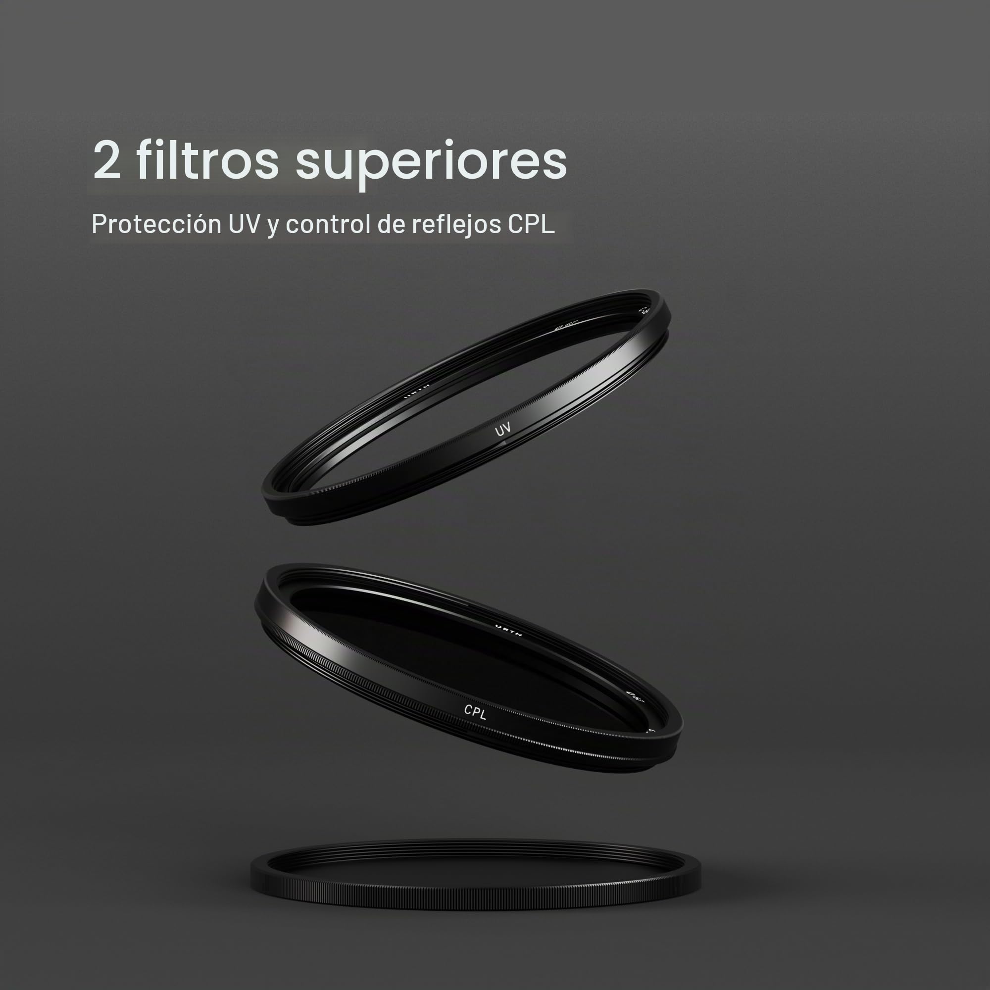 Urth 58 mm Kit de Filtros UV + Polarizador Circular (CPL) para Objetivo (Plus) 2 en 1 — Vidrio óptico HD con Nano-Recubrimiento de 30 Capas, filtros para cámara con 2 Tapas