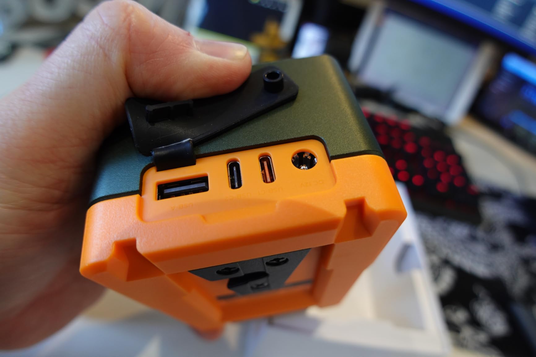 Just bring cables on site and power everything off this battery