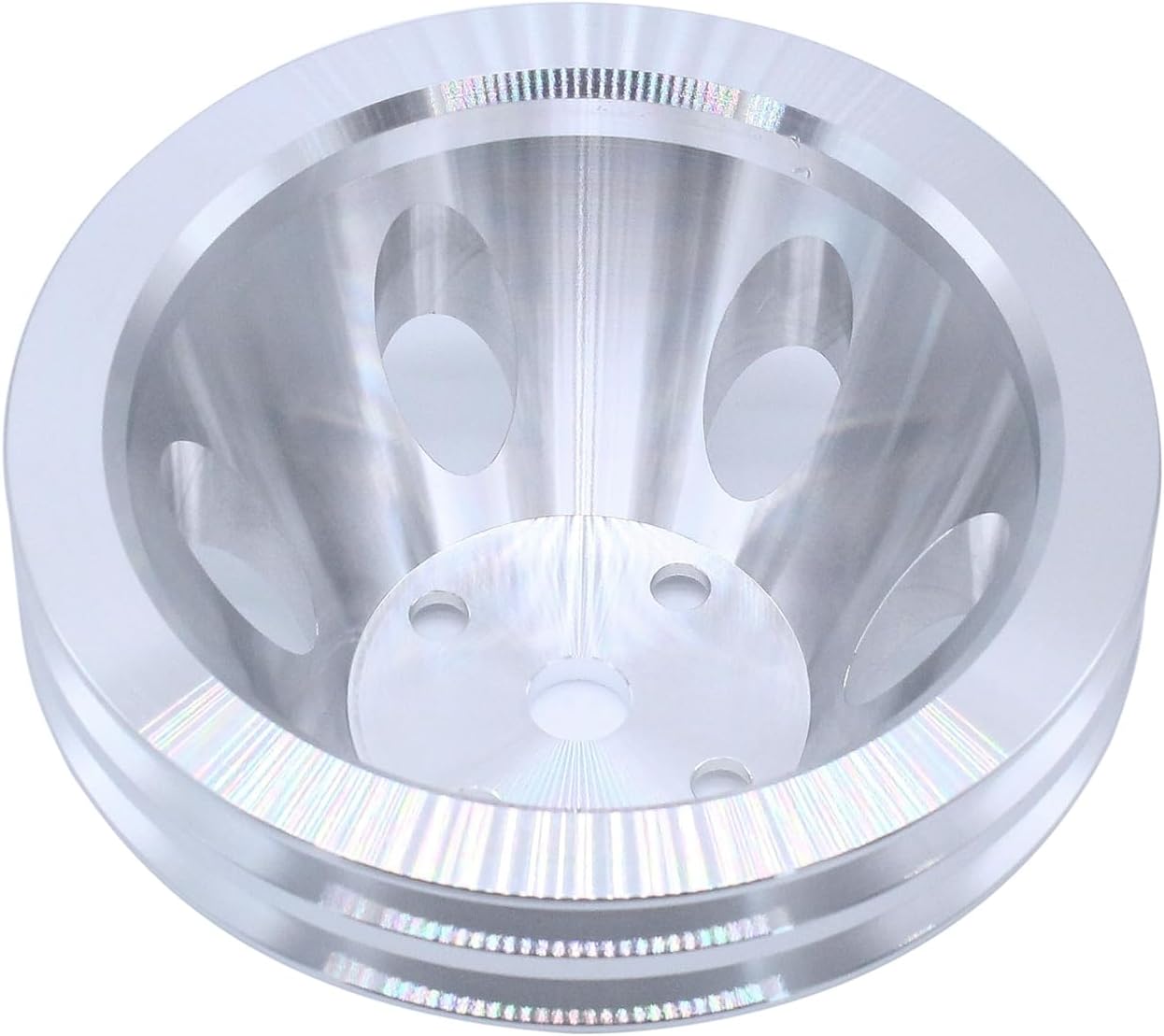 Chrome 3Pcs Polished Aluminum Power Steering and Water Pump and Crankshaft Pulley 3/2 Groove Kit Compatible with SBC Chevy 265 283 305 327 350 383 400 V8 Long Water Pump