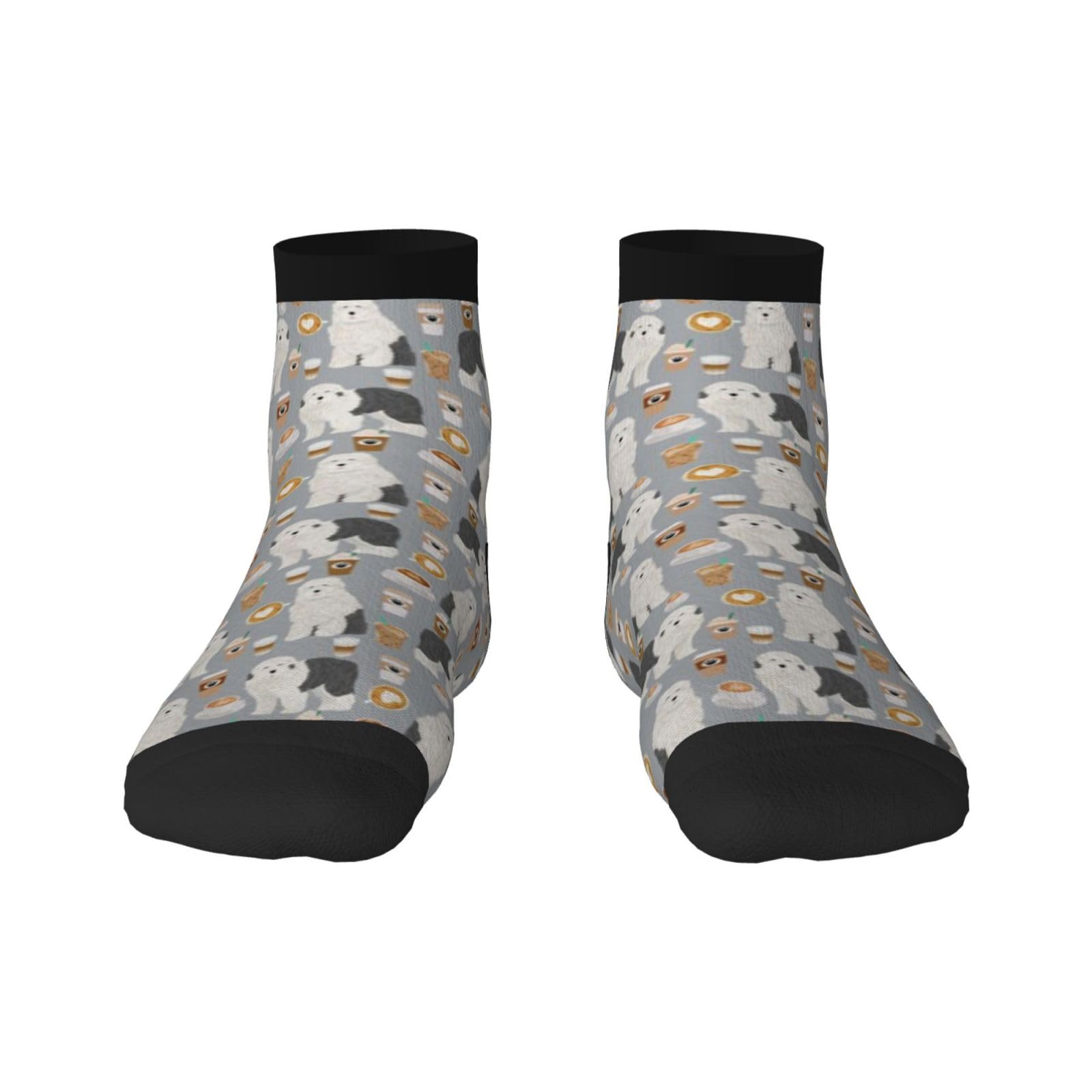 BeNtli Crew Socks, Compression Socks Casual Novelty Sports Socks 30CM Long For Unisex Old English Sheepdog Old English Sheepdog And Coffees