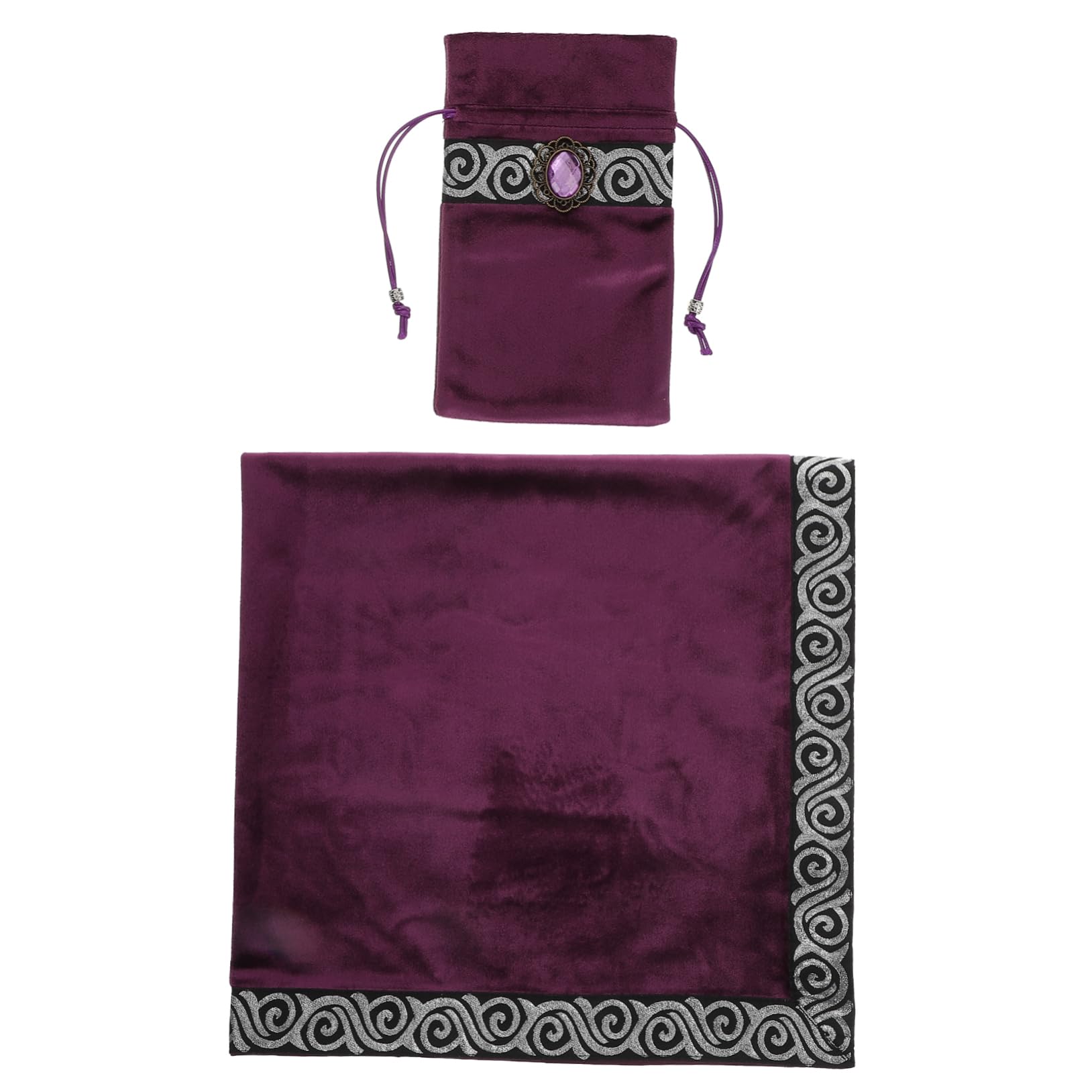 Nappe de tarot velours dense 66x66 cm tapis cartomancie avec pochette