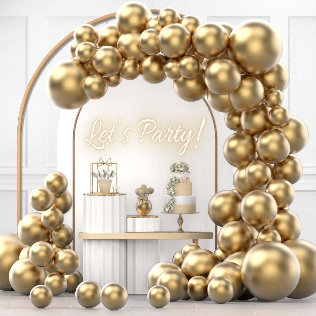 Buy Gold Metallic Chrome Balloons Arch Kit, 100PCS 18In 12In 10In 5In