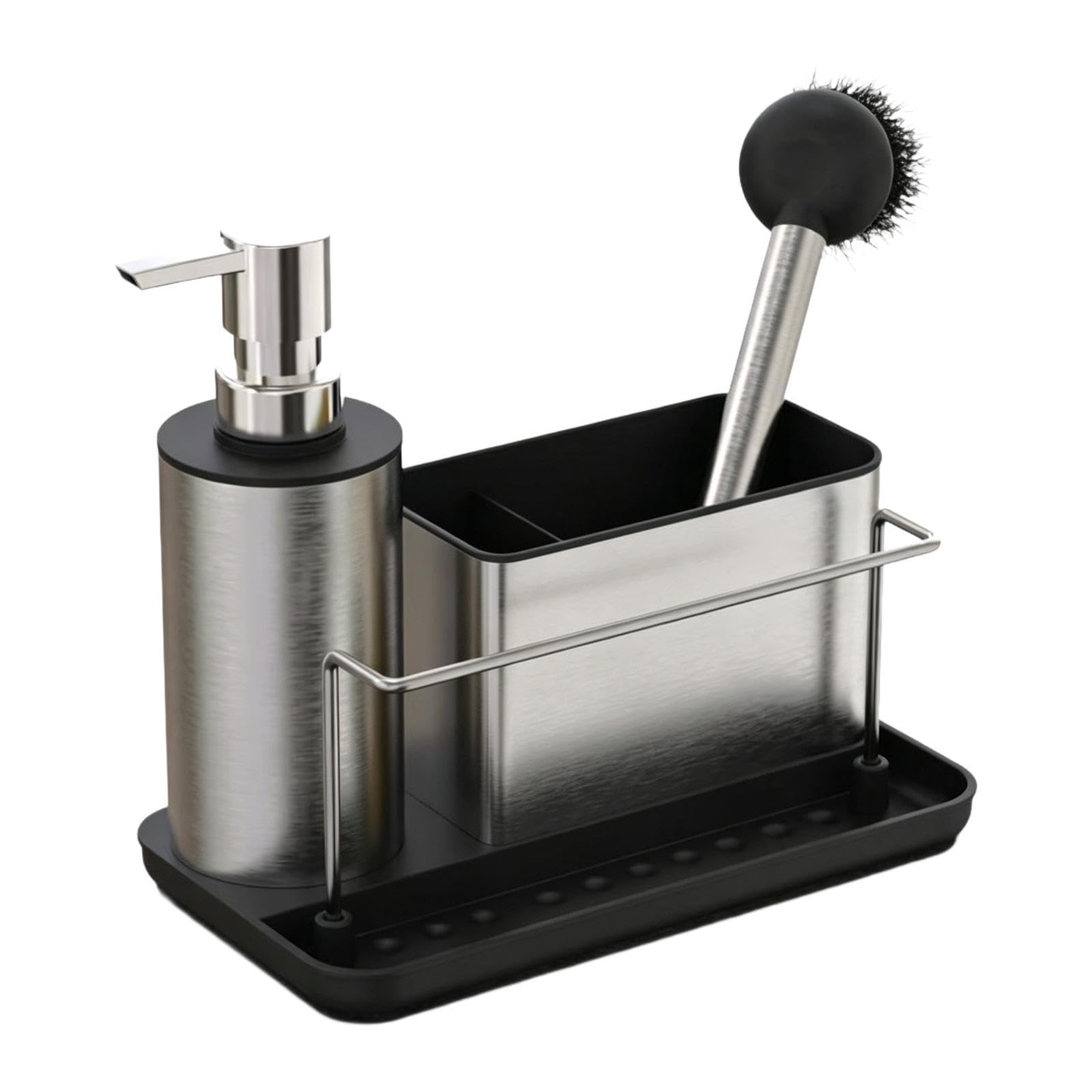 Colcolo Set Dispenser di Sapone per Cucina, Organizer per Bagno, Dispenser di Sapone Liquido Compatto E Multifunzionale con Ripiano Portaoggetti per Ristorant