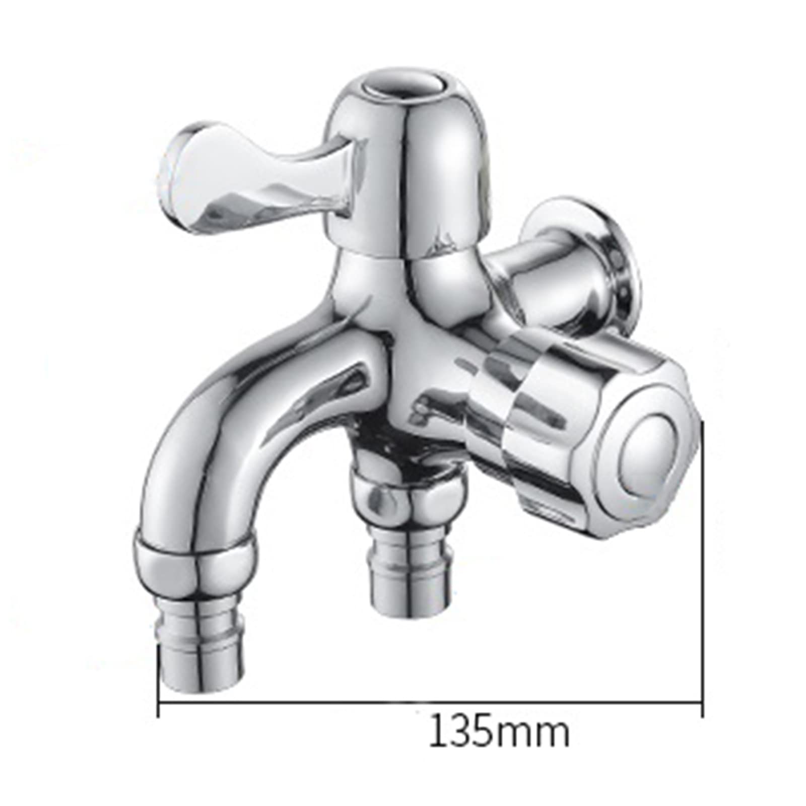 Rubinetto Miscela Acqua Fredda Lavatrice Doppio Beccuccio Rubinetto Lavandino In Ottone Adattatore Rubinetto Lavatrice Adattatore Rubinetto Doppia Uscita Cucina Bagno,Cromo B (Color : Chrome G)