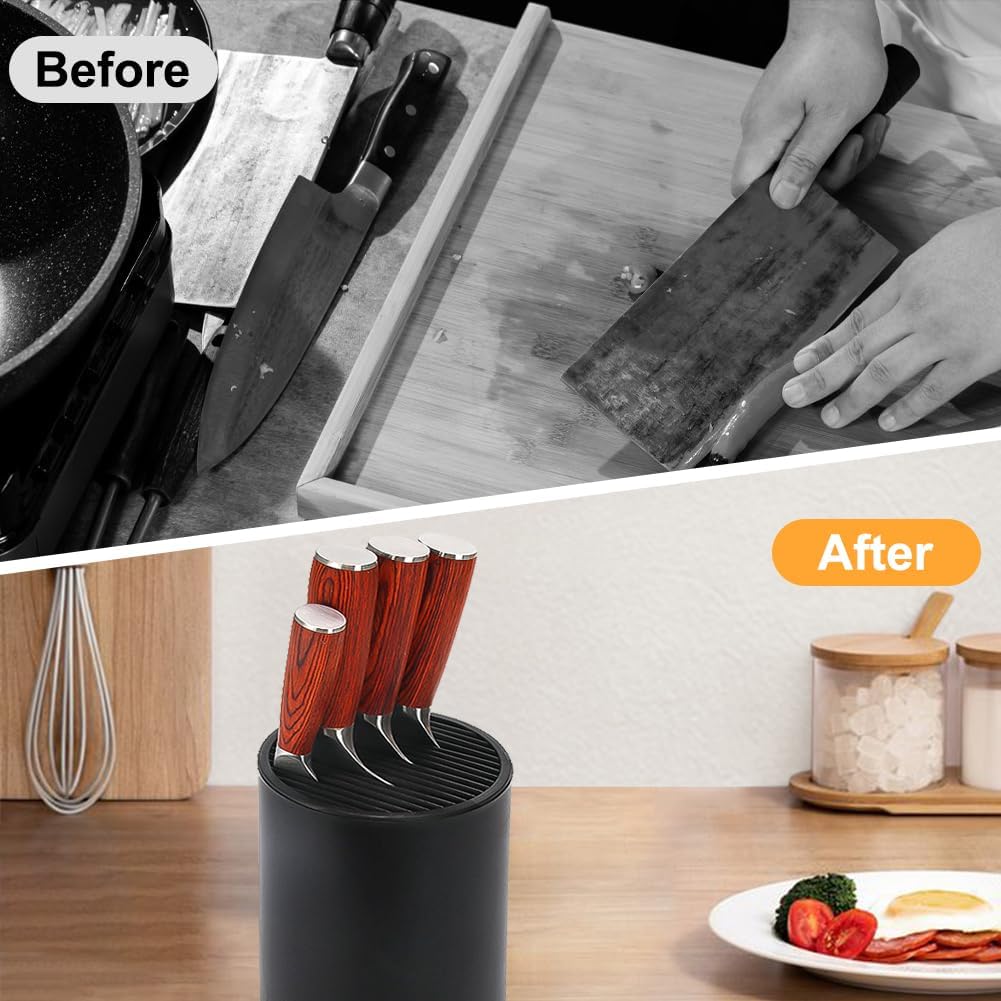 Portacoltelli Da Cucina Nero - Ceppo Vuoto, Organizzatore Compatto, Lavabile - Foto 4