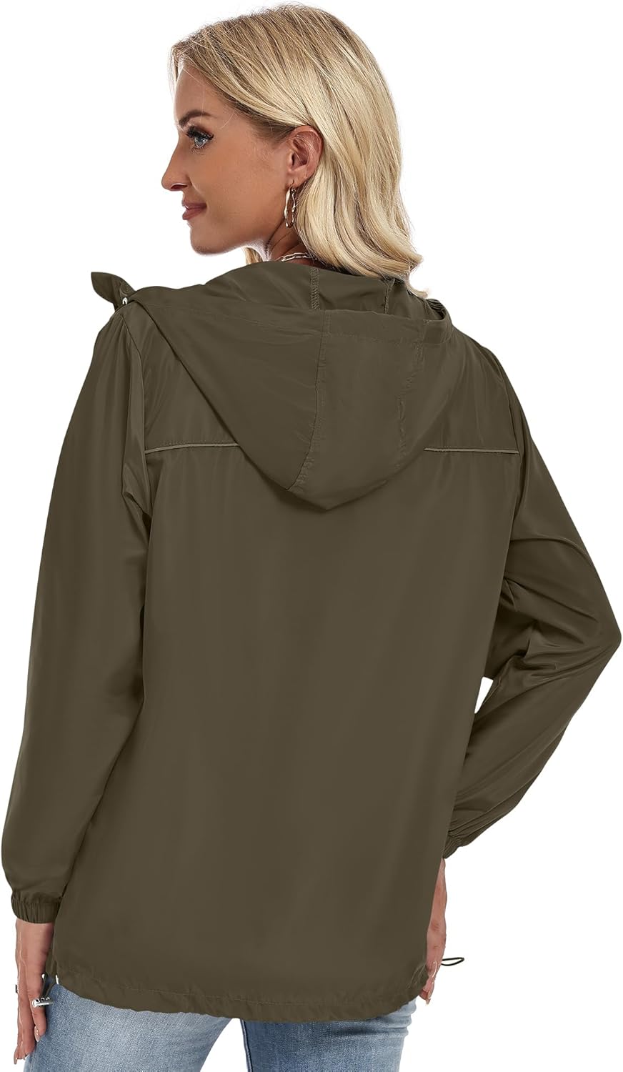 Avoogue Women's Lightweight Rain Jacket Waterproof with Hood Packable Windbreaker Jacket for Women - Image 2