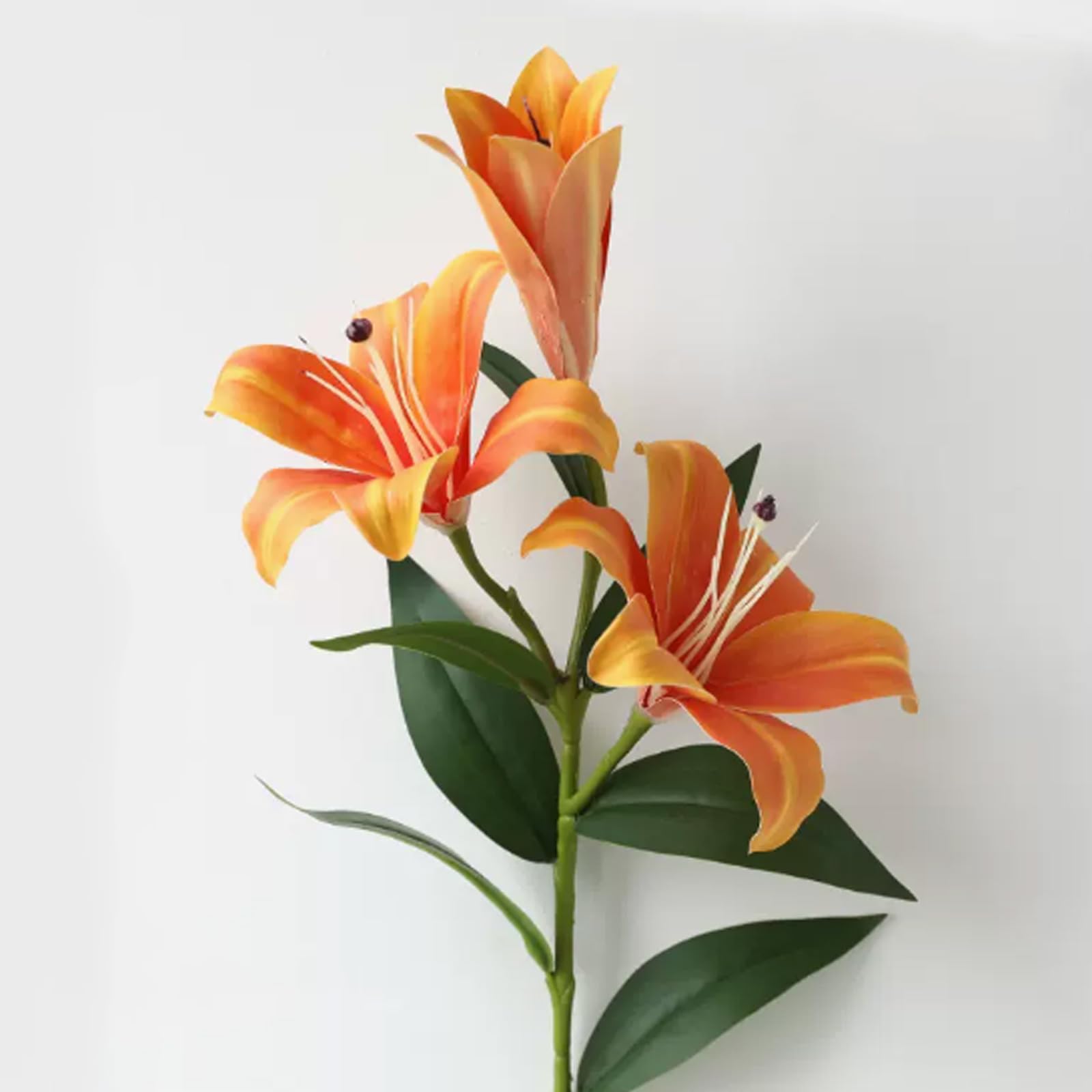 Amazon｜フェイク明るいユリ オレンジの花 人工ユリ 長い茎のシルク