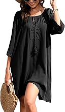 UMIPUBO Femme Pareo Sarong Robe de Plage, Casual Bikini Cache-Maillots Bikini Cover ups, Loose Couvrir Bohème Beachwear Robe Qui Cache Le Ventre Ete